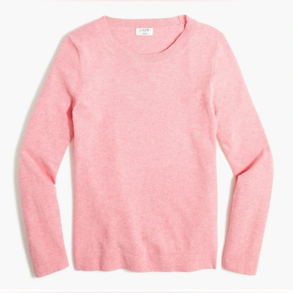 J. Crew Pink Crewneck Sweater with Ribbed Trim
